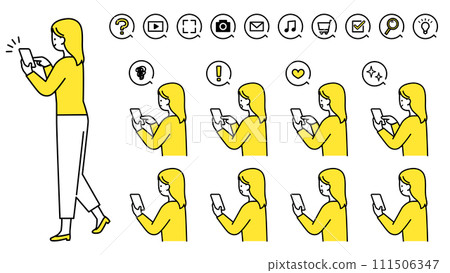 Woman operating a smartphone variation 111506347