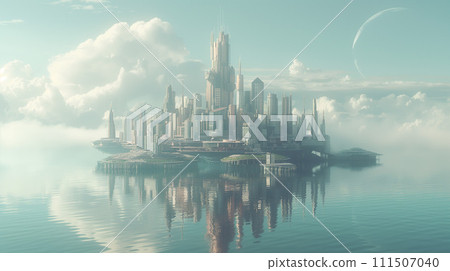 漂浮在海上的未來城市形象 漂浮在海上的未來城市形象 111507040