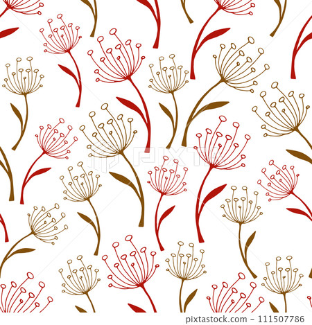 botanical pattern of red and brown twigs 111507786