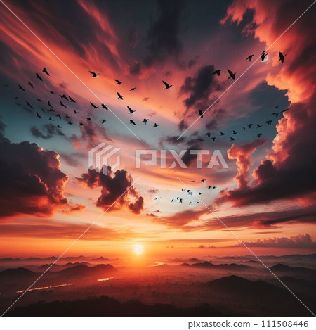 日落的天空和雲彩被日落著色 03 日落的天空和雲彩被日落著色 03 111508446