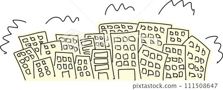 Hand drawn cityscape line drawing doodle Hand drawn cityscape line drawing doodle 111508647