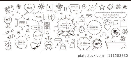 One-point illustration of balloons, glitter, hearts and girly images One-point illustration of balloons, glitter, hearts and girly images 111508880