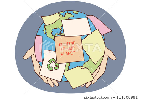 Hands holding planet earth Hands holding planet earth 111508981