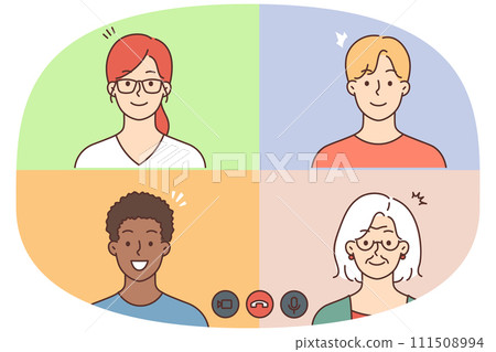 Diverse people talking on video call Diverse people talking on video call 111508994