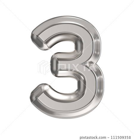 Steel font Number 3 THREE 3D 111509358