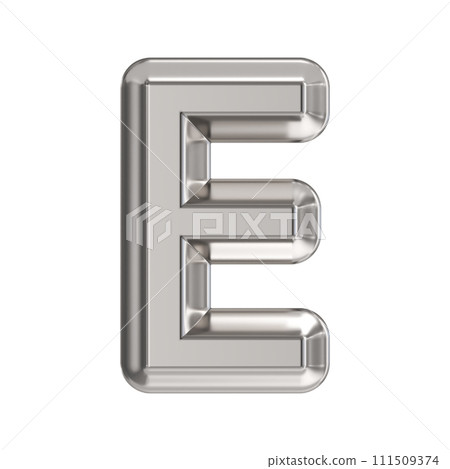 Steel font Letter E 3D Steel font Letter E 3D 111509374