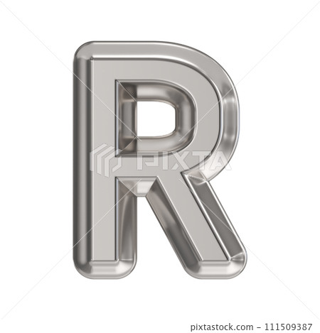 Steel font Letter R 3D Steel font Letter R 3D 111509387