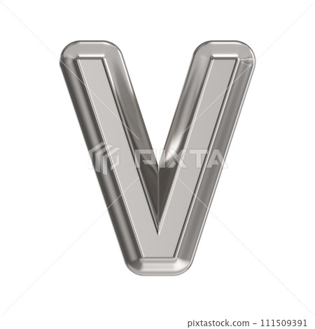 Steel font Letter V 3D 111509391