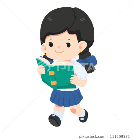 Cute girl reading a big book 111509581