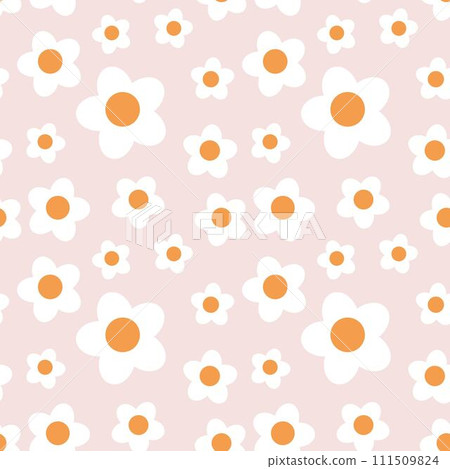 Seamless flower pattern element vector shape doodle floral abstract texture and fabric background illustration 111509824