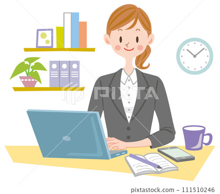 Young woman working in the office, new employee 111510246