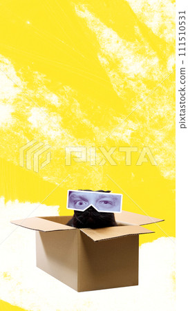 Contemporary art collage. Animals with human facial expression. 111510531