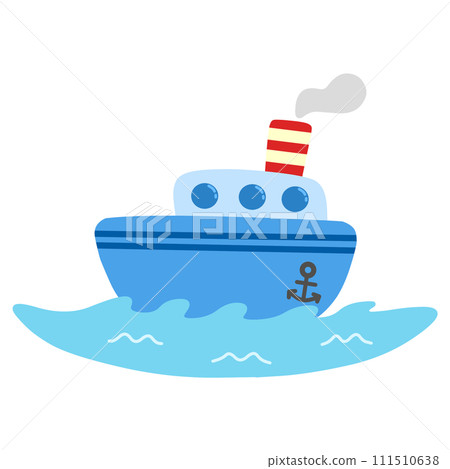 Simple and cute illustration of a ship floating on the sea Simple and cute illustration of a ship floating on the sea 111510638