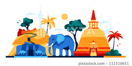 Antiquities and features of Sri Lanka - modern colored vector illustration Antiquities and features of Sri Lanka - modern colored vector illustration 111510651