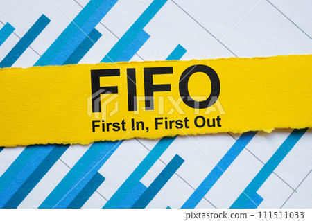 Graph and yellow stripe with inscription FIFO first in, first out. Graph and yellow stripe with inscription FIFO first in, first out. 111511033