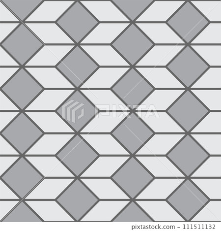 Pavement top view pattern, street grey cobblestone, garden sidewalk tile. Vector street surface, rhombus-shaped seamless paving plan with intriguing visual rhythm and contrasting geometric bricks 111511132