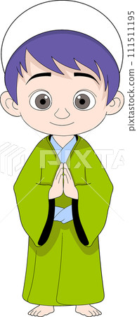 illustration of a religious person, Japanese Muslim boy, wearing traditional clothing illustration of a religious person, Japanese Muslim boy, wearing traditional clothing 111511195