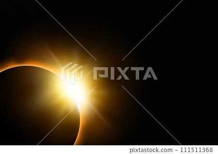 Total solar eclipse. Sunbeam on black sky 111511368