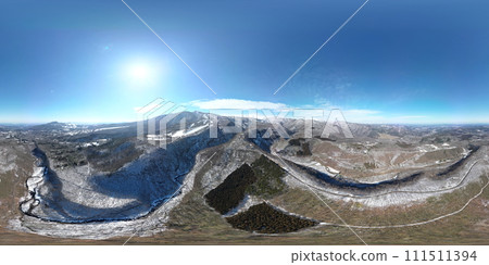 Aerial view of snowy Mt. Zao 111511394
