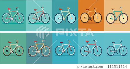 Set of simplistic illustration of a bicycle Set of simplistic illustration of a bicycle 111511514