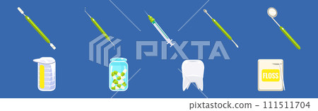 Dental Oral Hygiene and Care Products Vector Set 111511704