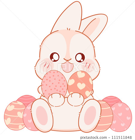 cute little bunny with eggs 111511848