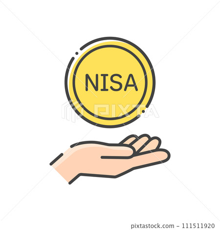 NISA字母和一個人手裡拿著硬幣的圖標-簡單的投資、利潤和股息圖像素材 NISA字母和一個人手裡拿著硬幣的圖標-簡單的投資、利潤和股息圖像素材 111511920