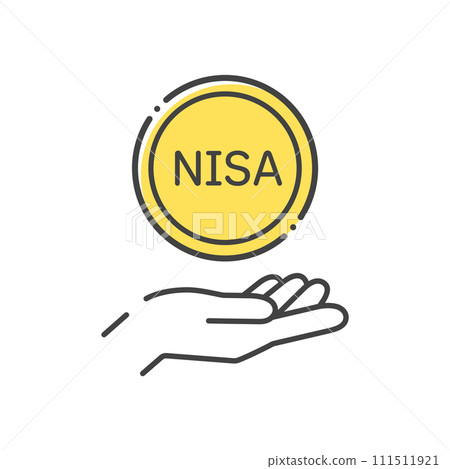 NISA字母和一個人手裡拿著硬幣的圖標-簡單的投資、利潤和股息圖像素材 NISA字母和一個人手裡拿著硬幣的圖標-簡單的投資、利潤和股息圖像素材 111511921