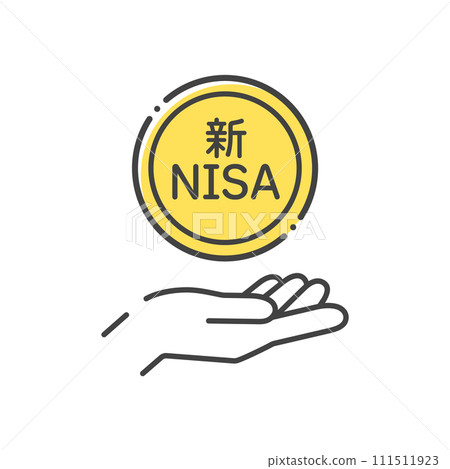 New NISA letters and icon of a person's hand holding a coin - Image of new NISA holdings, investments, and dividends New NISA letters and icon of a person's hand holding a coin - Image of new NISA holdings, investments, and dividends 111511923