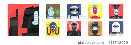 Funny Futuristic Robot and Cyborg Head and Portraits Vector Set Funny Futuristic Robot and Cyborg Head and Portraits Vector Set 111512019