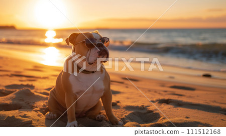 鬥牛犬在夕陽下染紅 鬥牛犬在夕陽下染紅 111512168