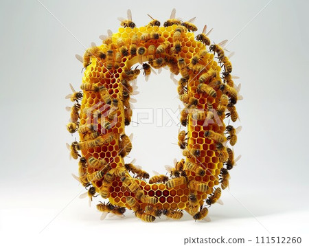 AI-generated content. Letter O made of honey comb  111512260