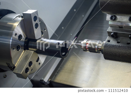 The modular touch probe checking the tube parts on CNC lathe machine. 111512410