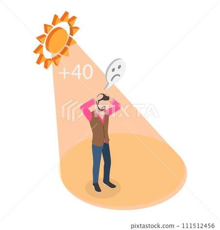 3D Isometric Flat Vector Illustration of Heatstroke. Item 3 3D Isometric Flat Vector Illustration of Heatstroke. Item 3 111512456