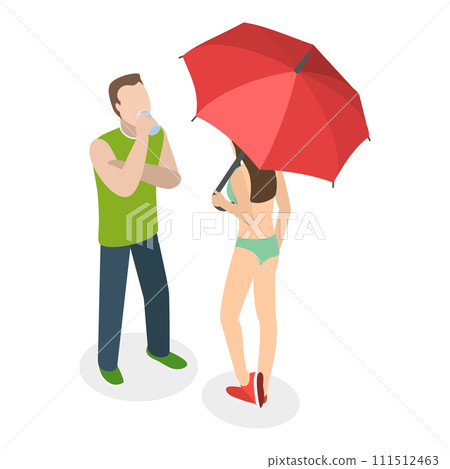 3D Isometric Flat Vector Set of Summer Heat. Item 1 111512463