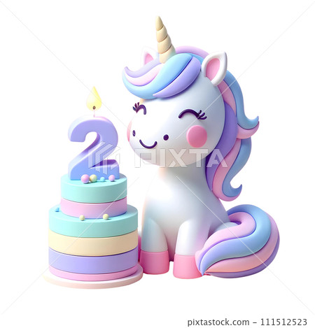 Unicorn birthday with number two 111512523