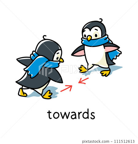 Preposition of movement. Two penguins go towards 111512613