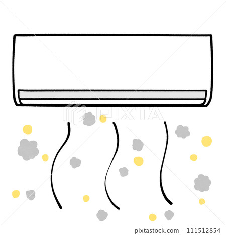 Illustration of an air conditioner kicking up pollen and dust Illustration of an air conditioner kicking up pollen and dust 111512854