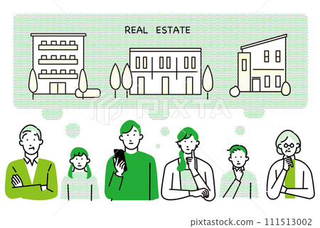 New house, apartment, condominium - real estate - family thinking image illustration vector set material New house, apartment, condominium - real estate - family thinking image illustration vector set material 111513002