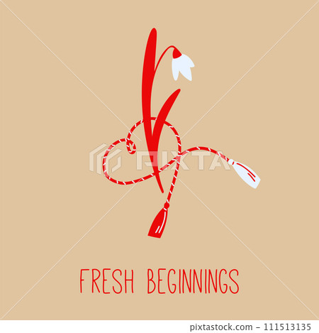 Spring Greetings with Martisor Snowdrop and Red 111513135