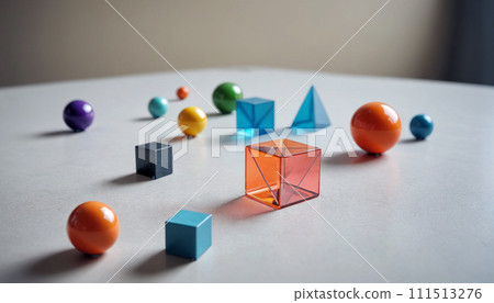Different sized and different colored geometric shapes for learning geometry and for children to touch and feel different shapes 111513276