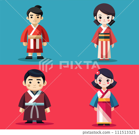 Man and Woman  japan character with kimono 111513325