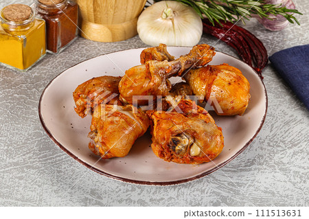 Raw marinated chicken drumstick for cooking Raw marinated chicken drumstick for cooking 111513631
