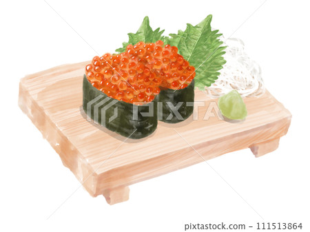 Watercolor sushi_Ikura 01_4 Watercolor sushi_Ikura 01_4 111513864