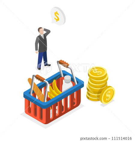 3D Isometric Flat Vector Illustration of Consumer Price Index Growth. Item 2 3D Isometric Flat Vector Illustration of Consumer Price Index Growth. Item 2 111514016