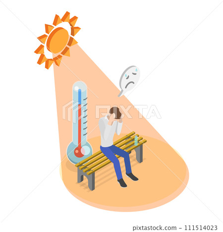 3D Isometric Flat Vector Illustration of Heatstroke. Item 4 3D Isometric Flat Vector Illustration of Heatstroke. Item 4 111514023