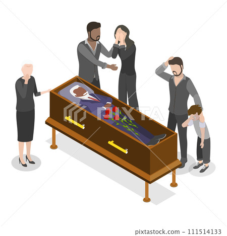 3D Isometric Flat Vector Set of Cemetery And Mourning. Item 4 111514133