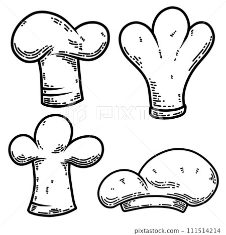 Set of chef's hat. Design element for logo, label, sign, poster. Vector illustration Set of chef's hat. Design element for logo, label, sign, poster. Vector illustration 111514214