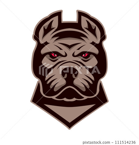 Pitbull head. Design element for logo, label, sign, emblem. Vector illustration 111514236