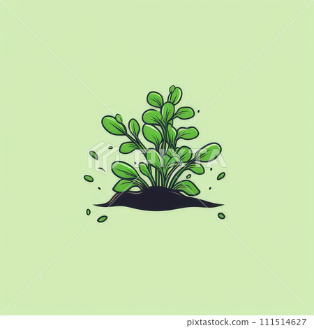 Microgreens icon on green background. AI-generated content. 111514627